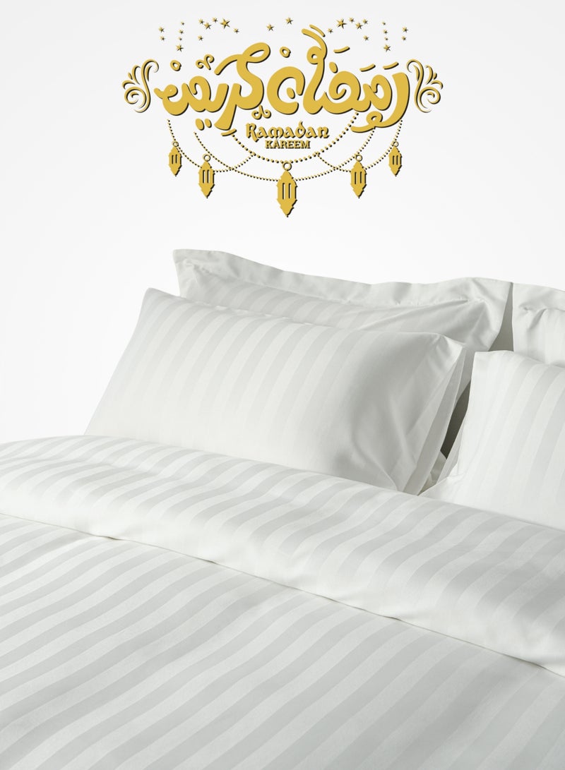 سيد المنسوجات المنزلية غطاء لحاف فندقي مزدوج من مايكروفايبر، يناسب سرير بحجم 200 سم × 200 سم، 6 قطع، بتصميم خطوط فندقية - Image 1